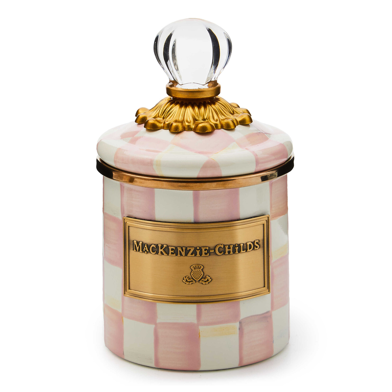 MacKenzie-Childs rosy check mini canister