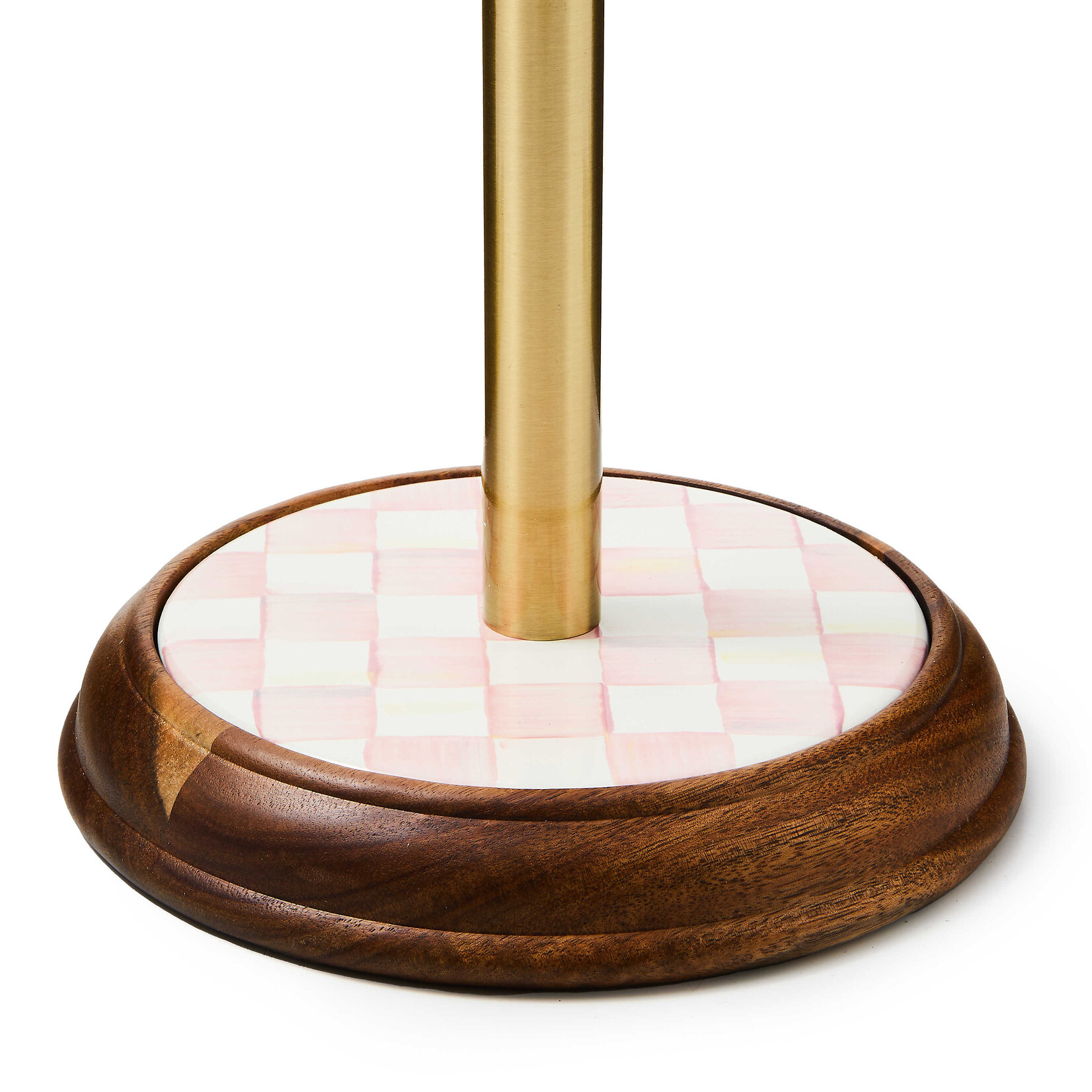 MacKenzie-Childs rosy check wood paper towel holder