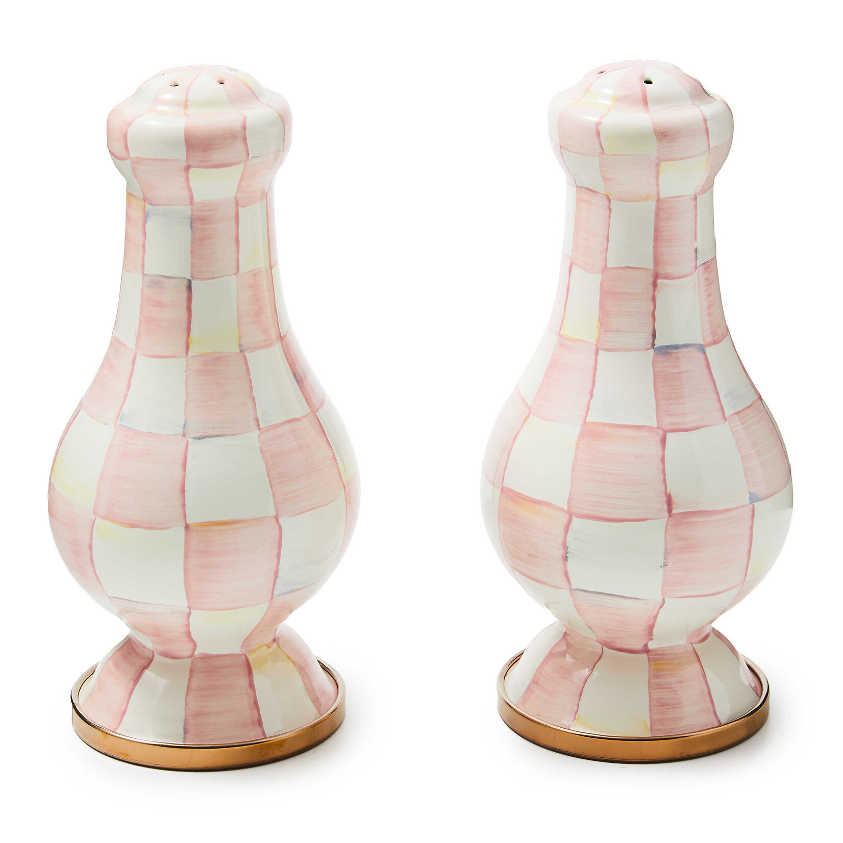 MacKenzie-Childs rosy check large salt & pepper shakers