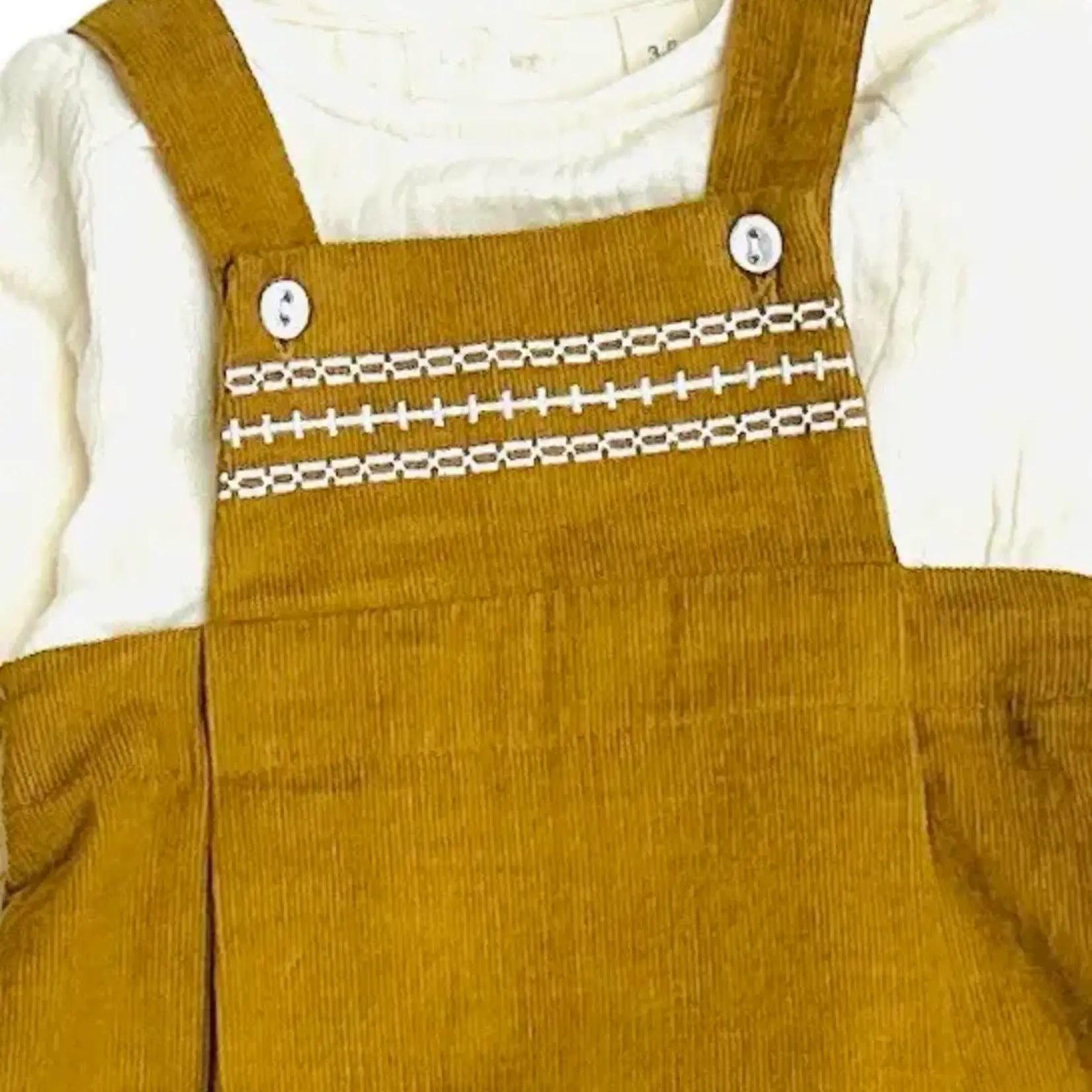 Viverano Organics Corduroy Overall Set with Muslin Shirt - Mustard