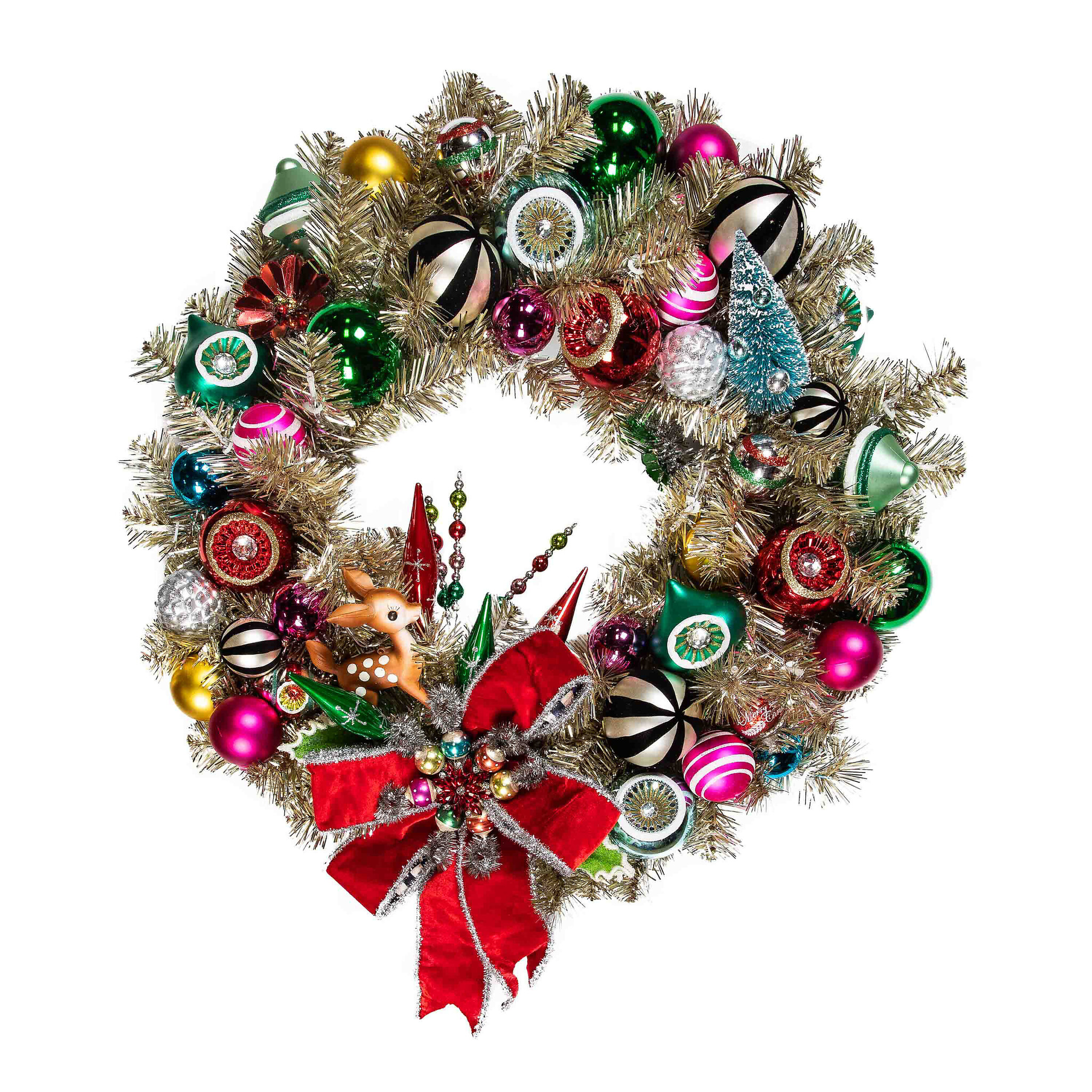 レア　Mr.CHRISTMAS　リース Granny Kitsch Illuminated Wreath - Blue Leaf Houston