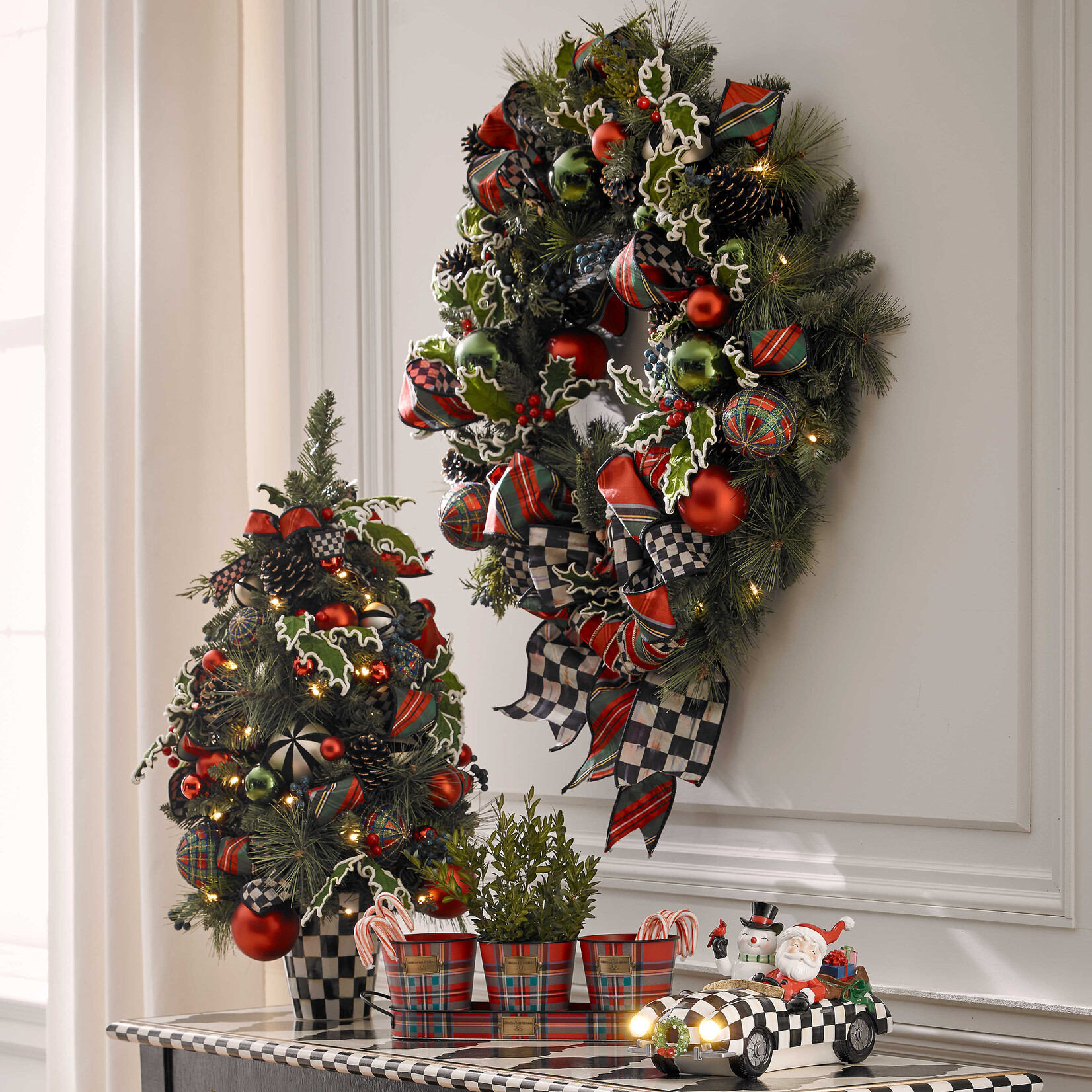 MacKenzie-Childs Tartastic Illuminated Wreath