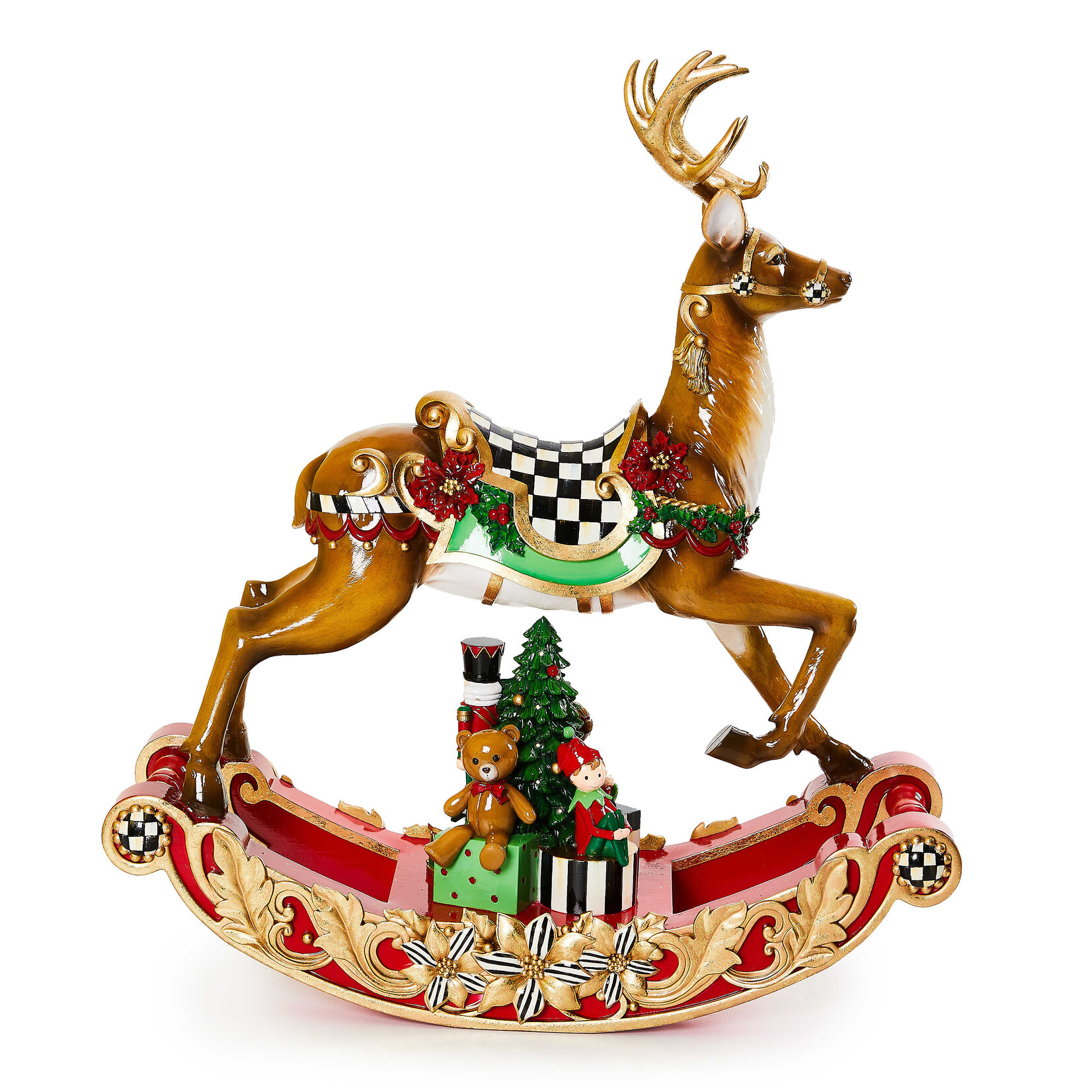MacKenzie-Childs Traditional Christmas Illuminated Rocking Reindeer