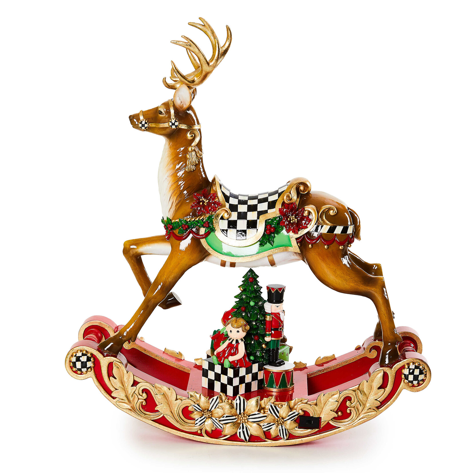 MacKenzie-Childs Traditional Christmas Illuminated Rocking Reindeer