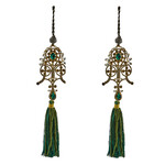 MacKenzie-Childs Emerald Luxe Emblem Tassels, Set of 2