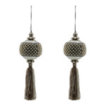 MacKenzie-Childs Crystal Palace Pearl 4" Ball Tassels, Set of 2