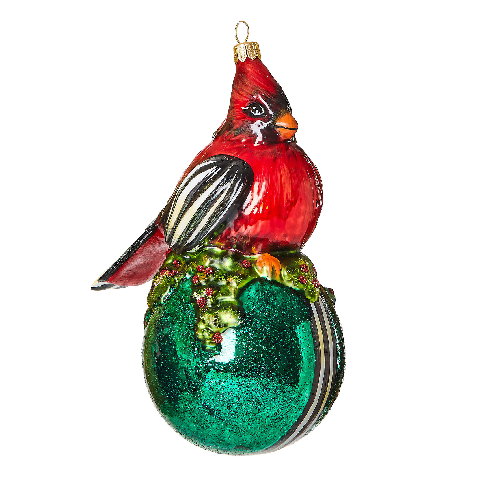 MacKenzie-Childs Cozy Cardinal on Ball Glass Ornament