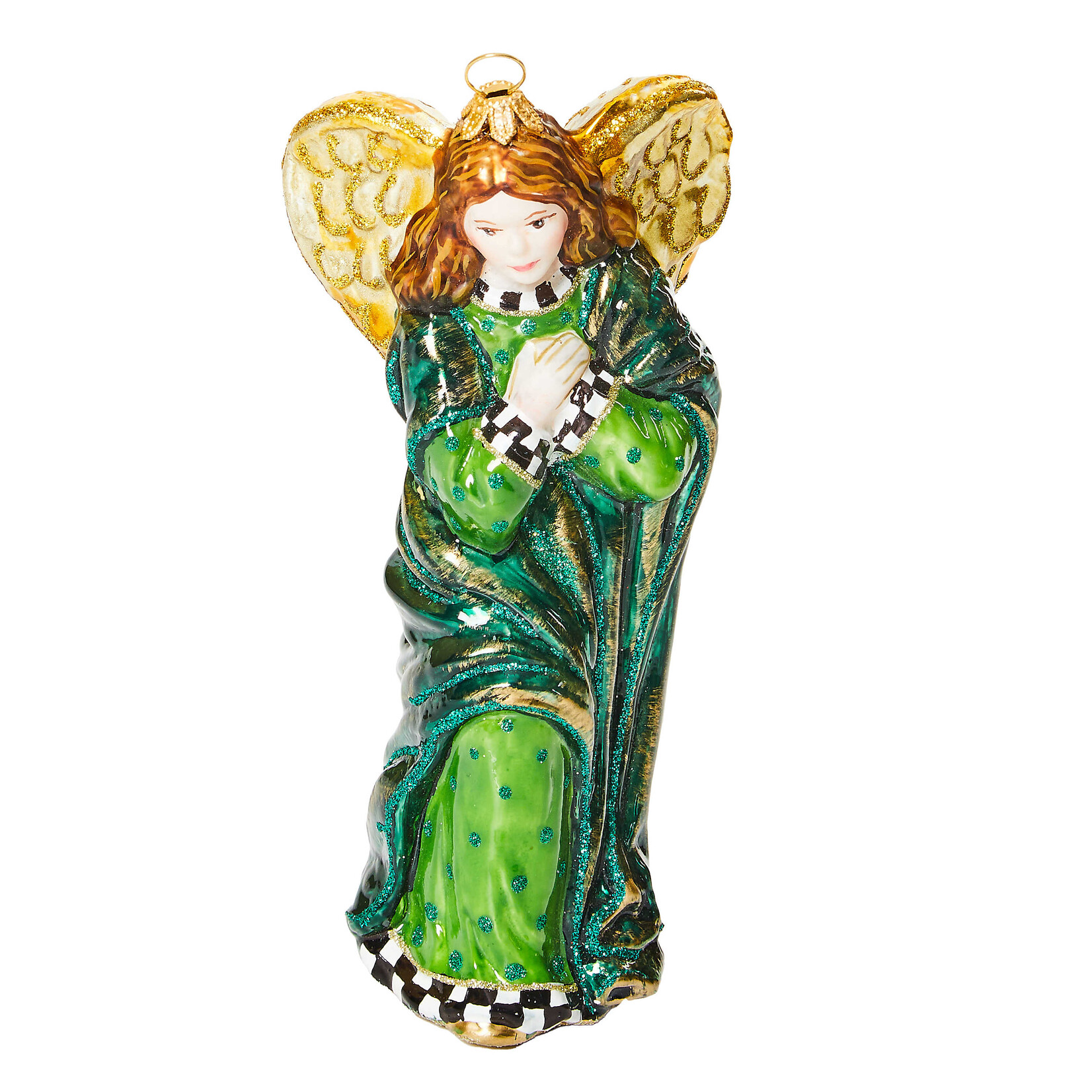 MacKenzie-Childs Emerald Luxe Angel Glass Ornament