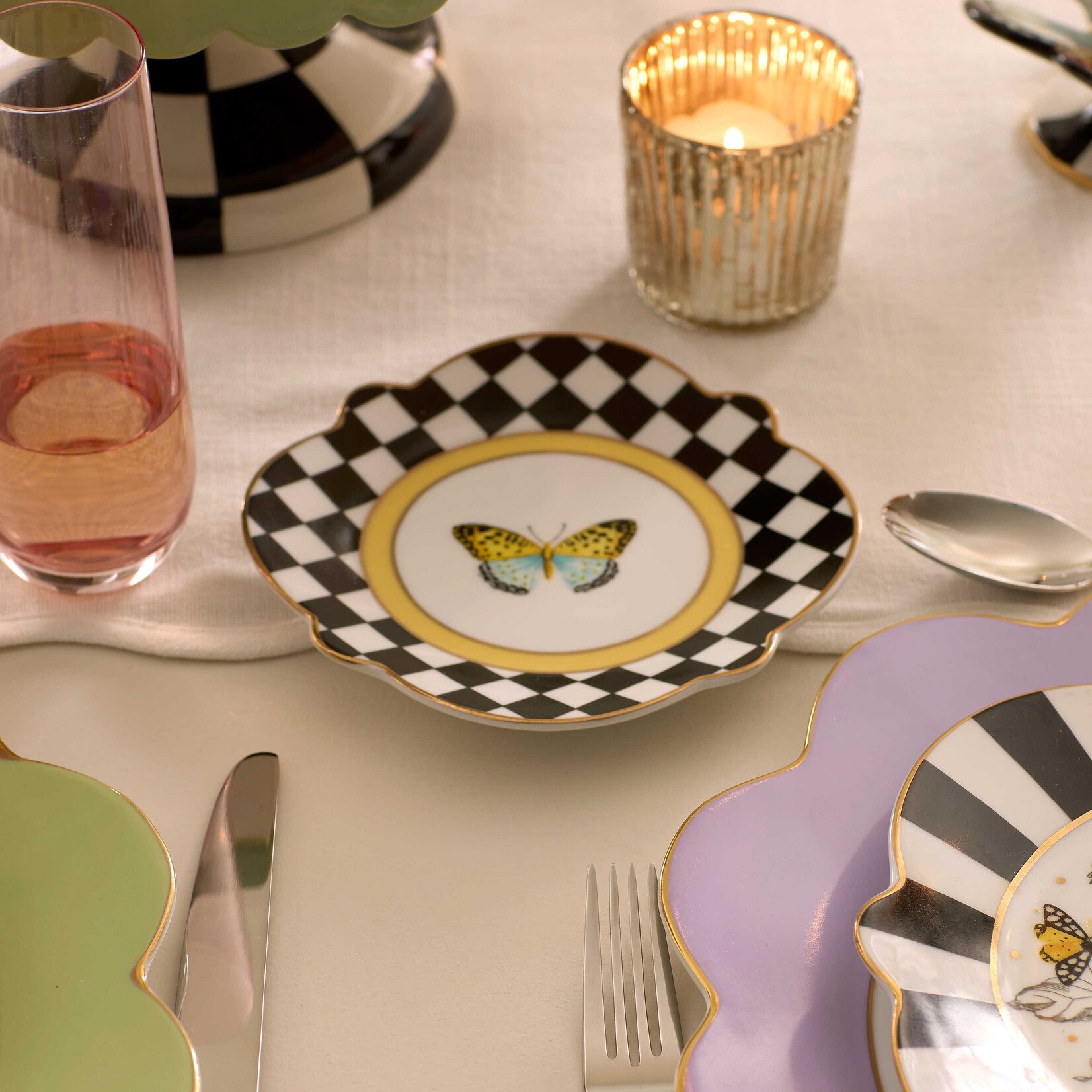 MacKenzie-Childs butterfly toile bread and butter plate