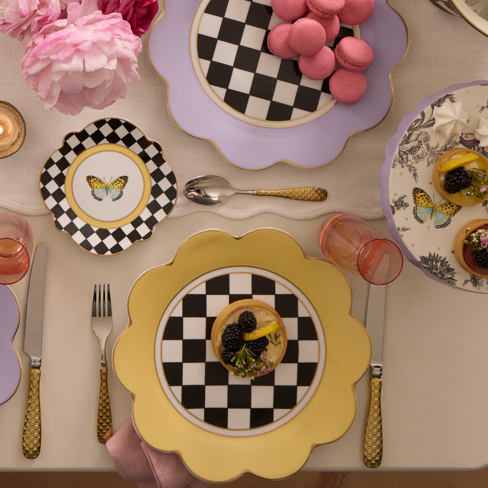 MacKenzie-Childs Butterfly Toile Buttercream Dinner Plate