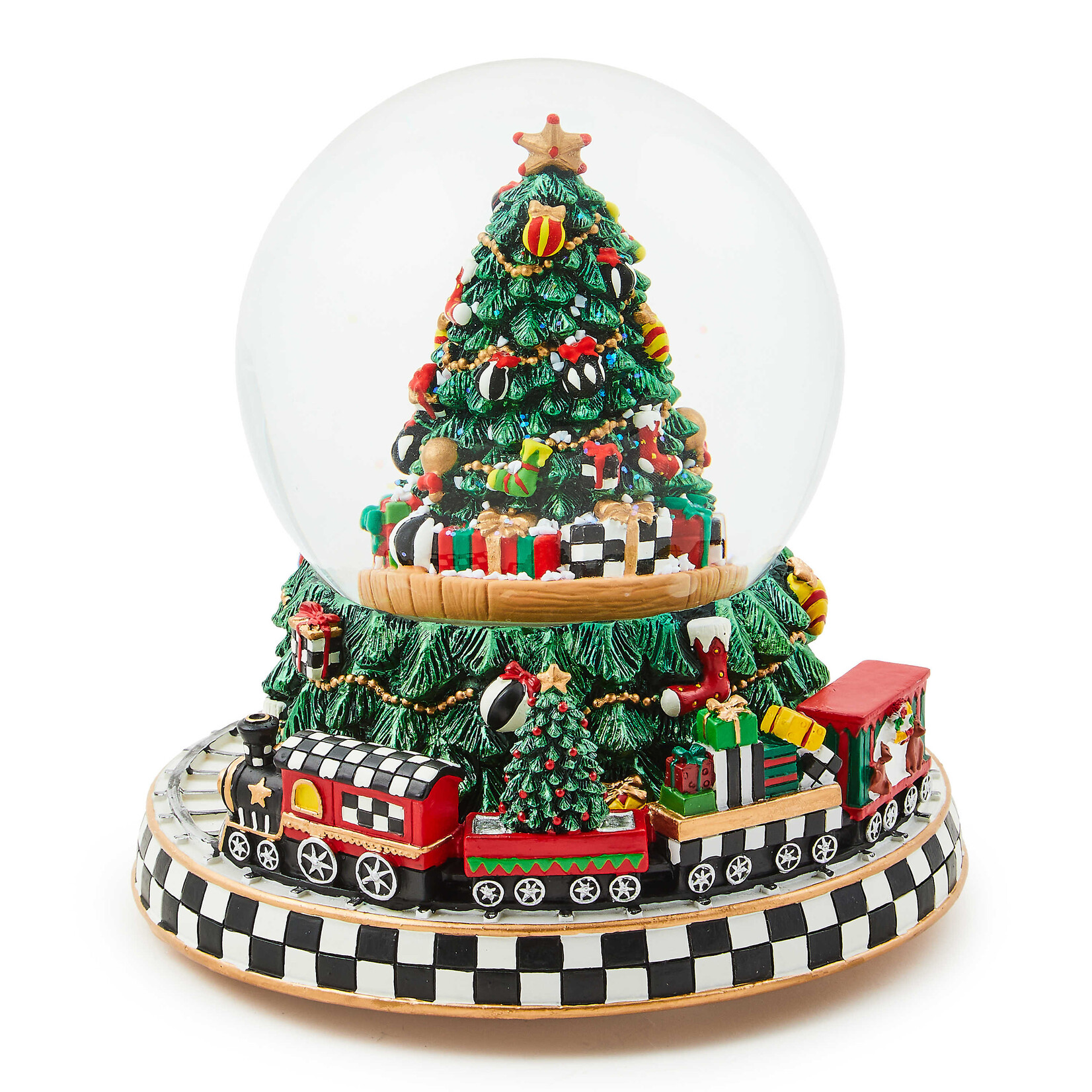 MacKenzie-Childs Cozy Christmas Tree & Train Snow Globe