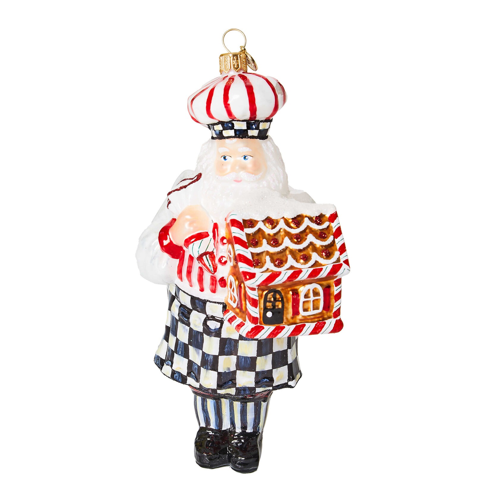 MacKenzie-Childs Bake Shop Pastry Santa Glass Ornament
