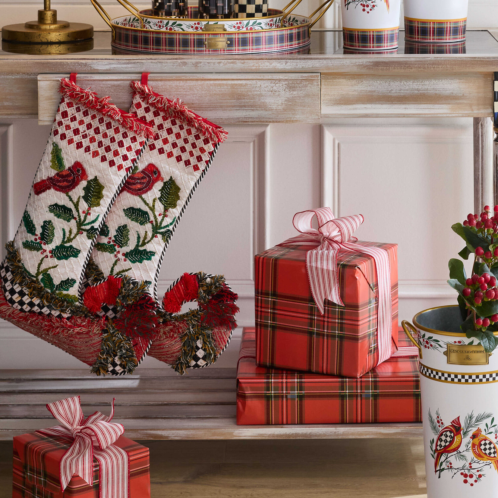 MacKenzie-Childs Christmas Cardinal Stocking