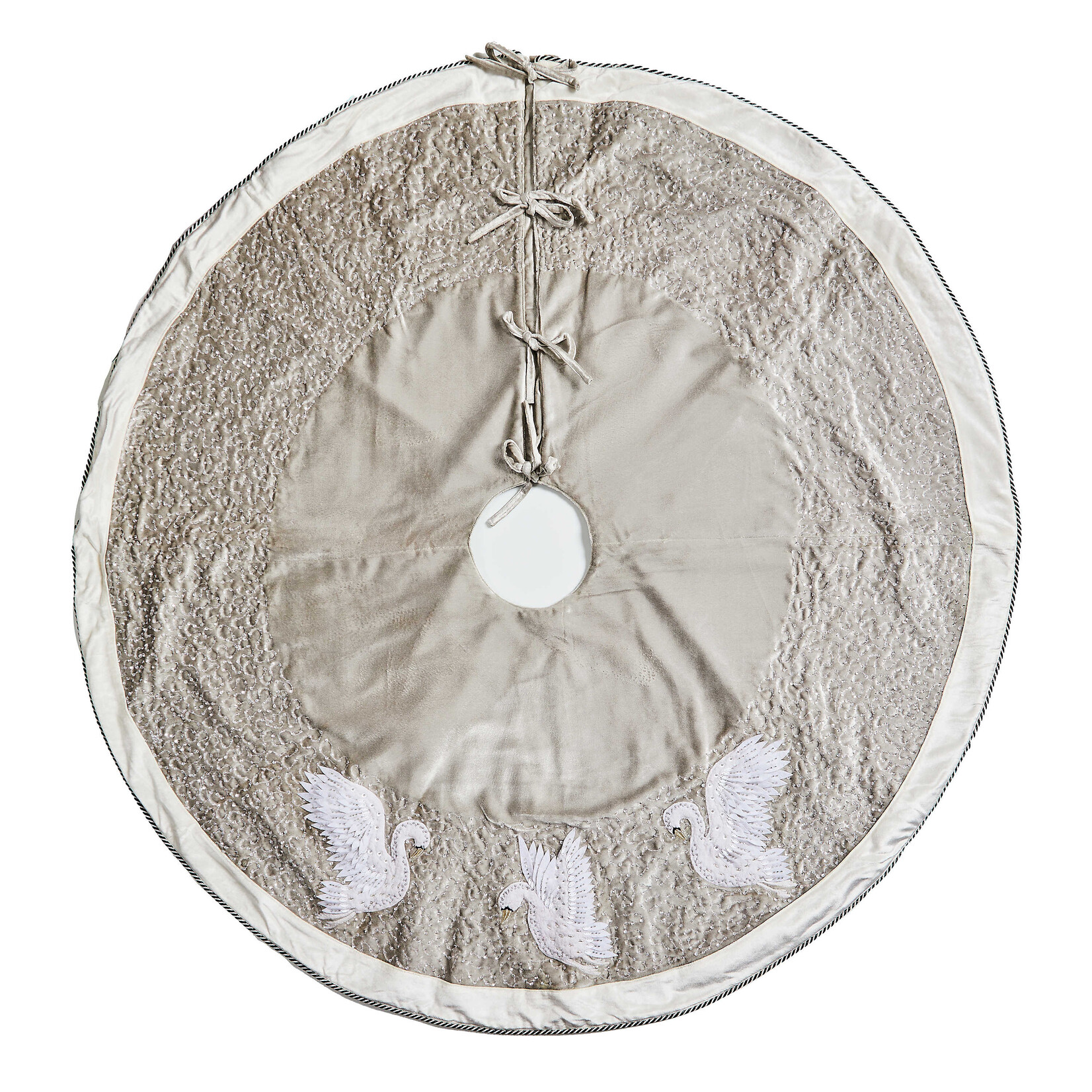 MacKenzie-Childs Holiday Swans Velvet Tree Skirt