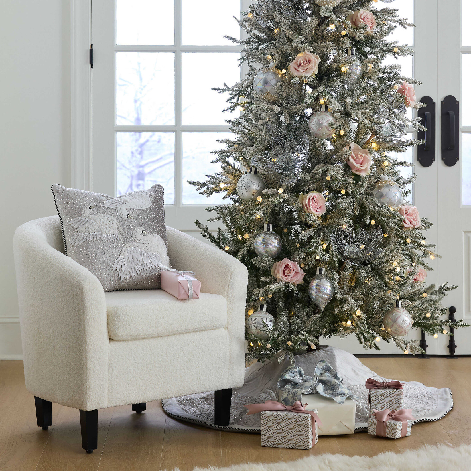 MacKenzie-Childs Holiday Swans Velvet Tree Skirt