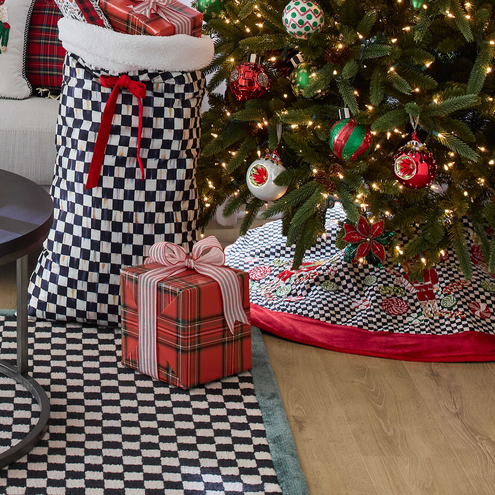 MacKenzie-Childs Courtly Check Holiday Nutcracker Tree Skirt