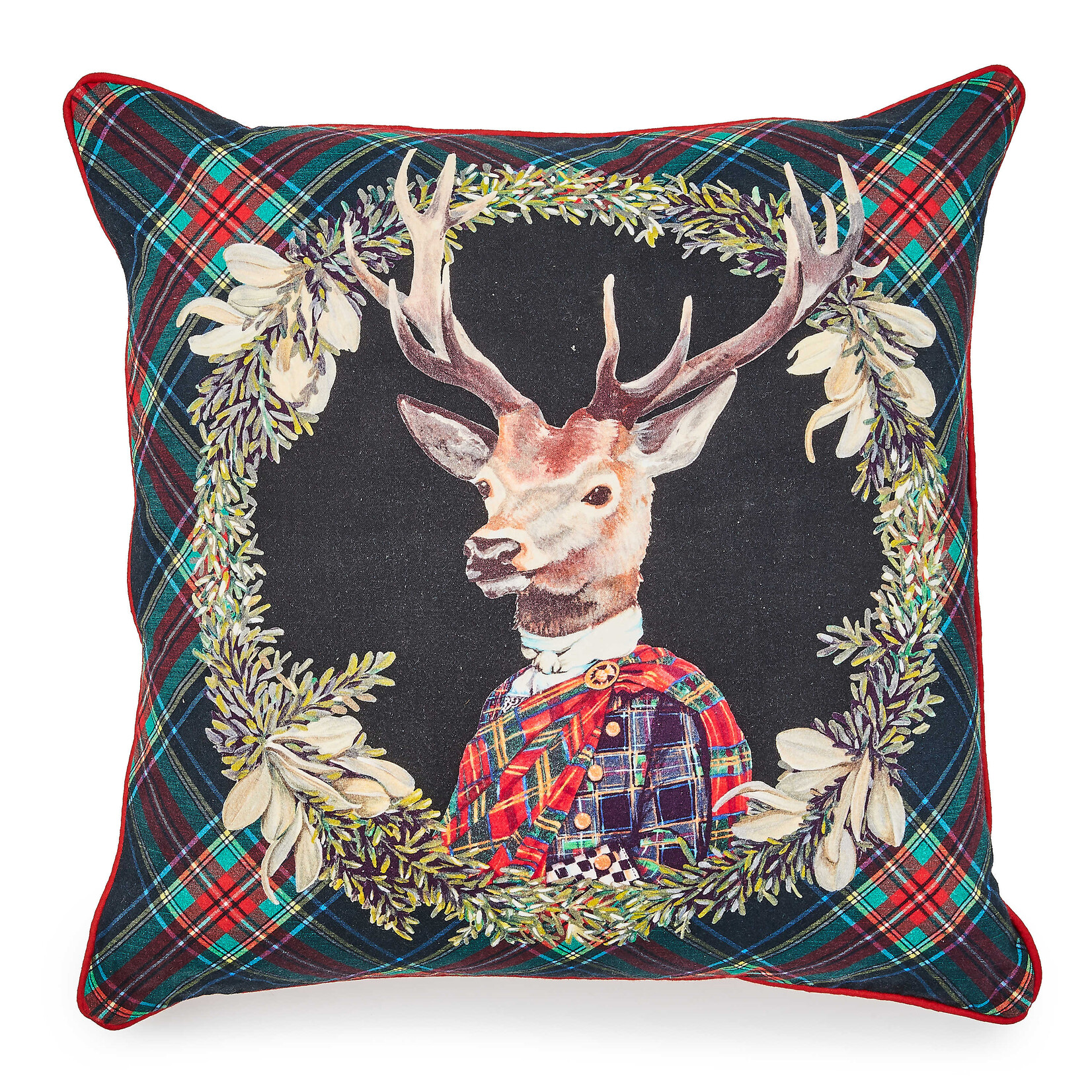 MacKenzie-Childs Tartan Stag Throw Pillow