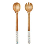 MacKenzie-Childs Sterling Check Wood Salad Servers