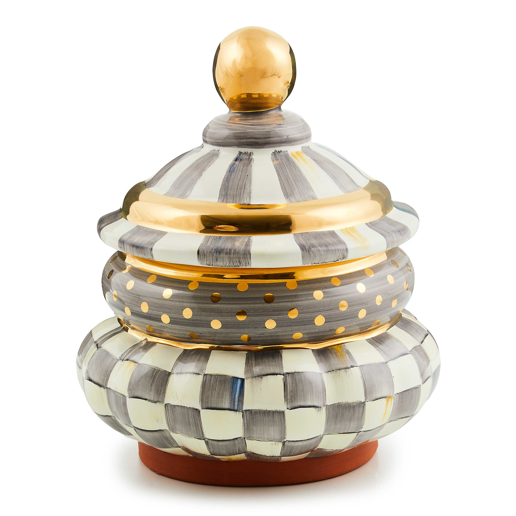 MacKenzie-Childs sterling check ceramic groovy canister