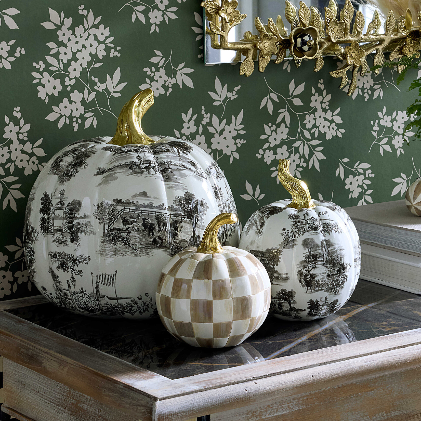 MacKenzie-Childs black toile large pumpkin