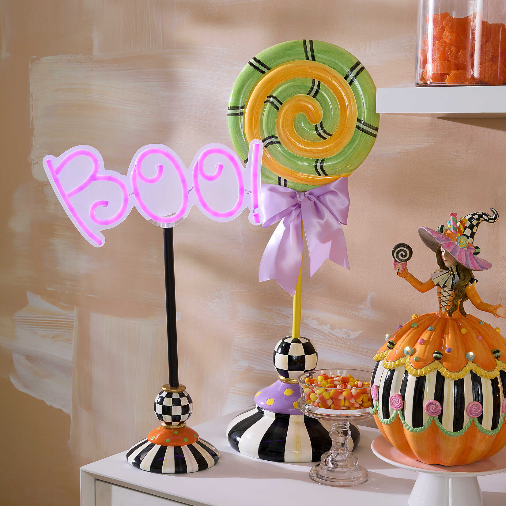 MacKenzie-Childs trick or treat large lollipop topiary