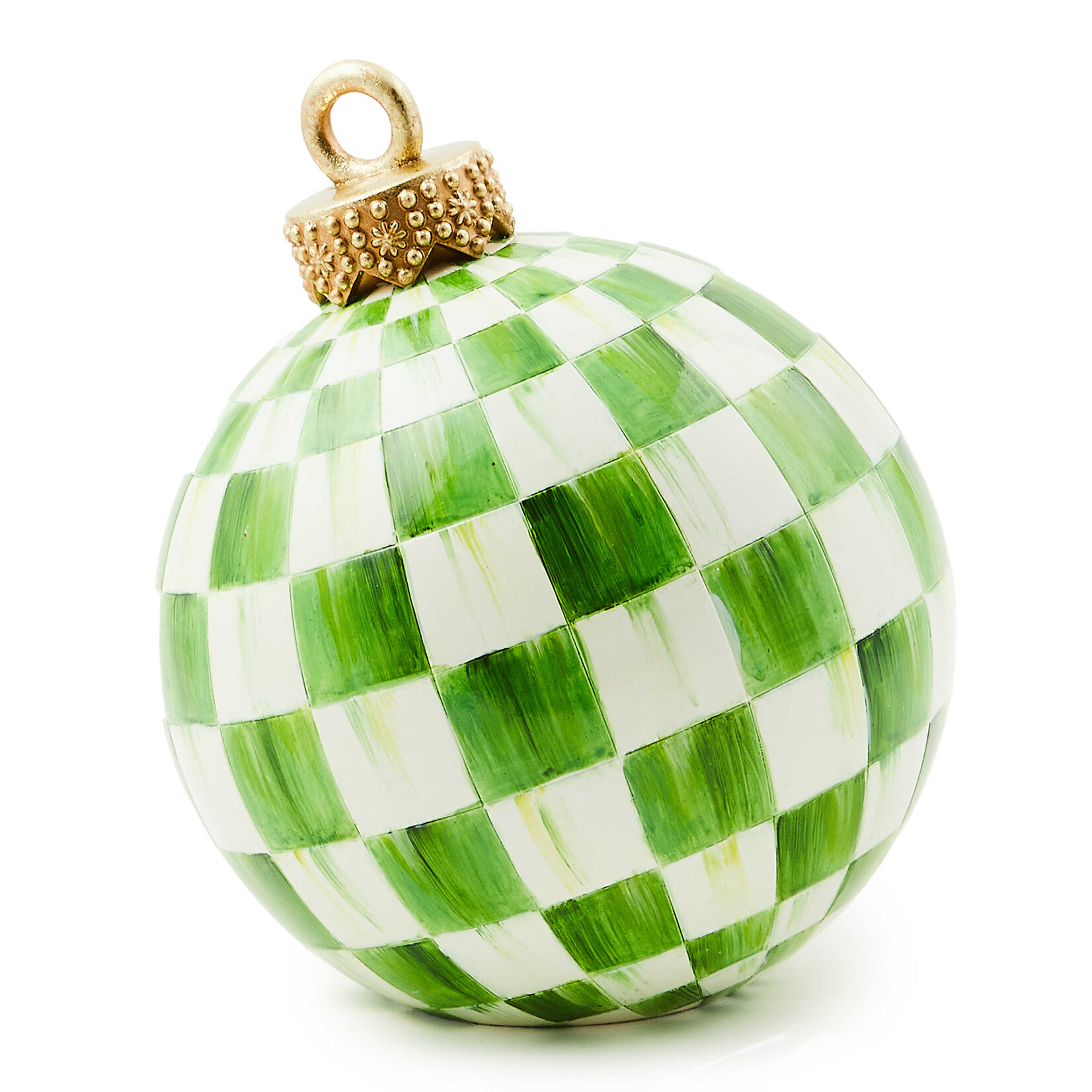 MacKenzie-Childs light green check tabletop ornament