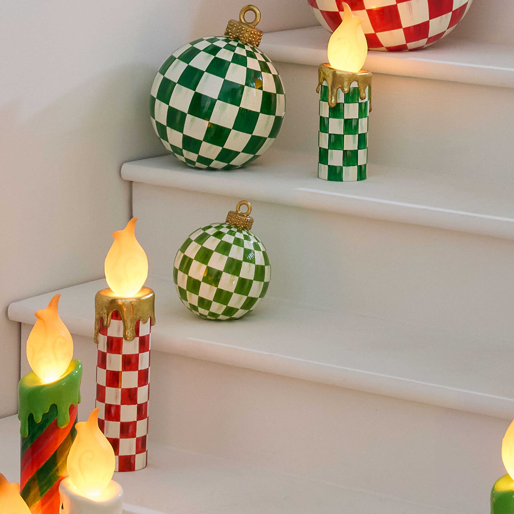 MacKenzie-Childs light green check tabletop ornament