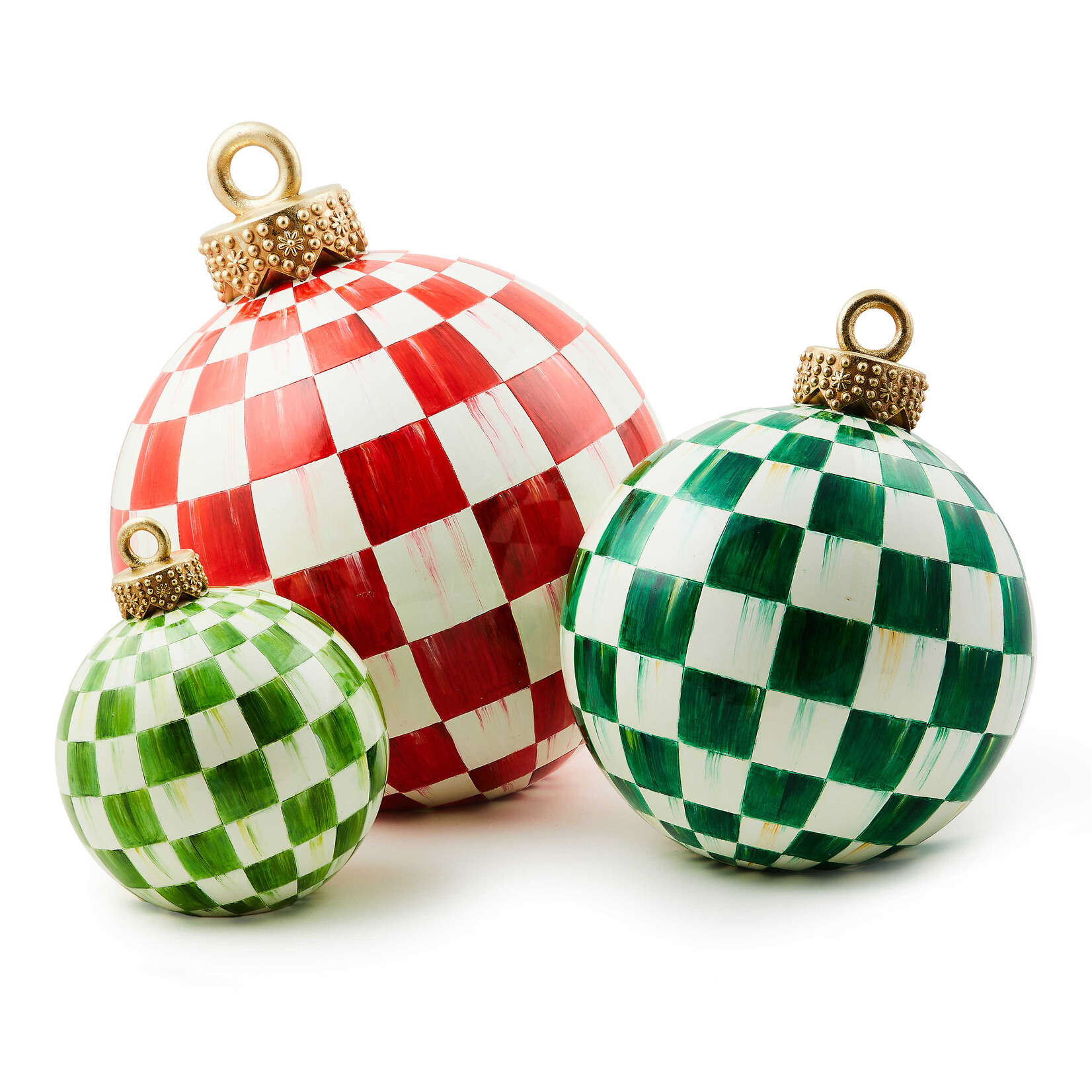 MacKenzie-Childs light green check tabletop ornament