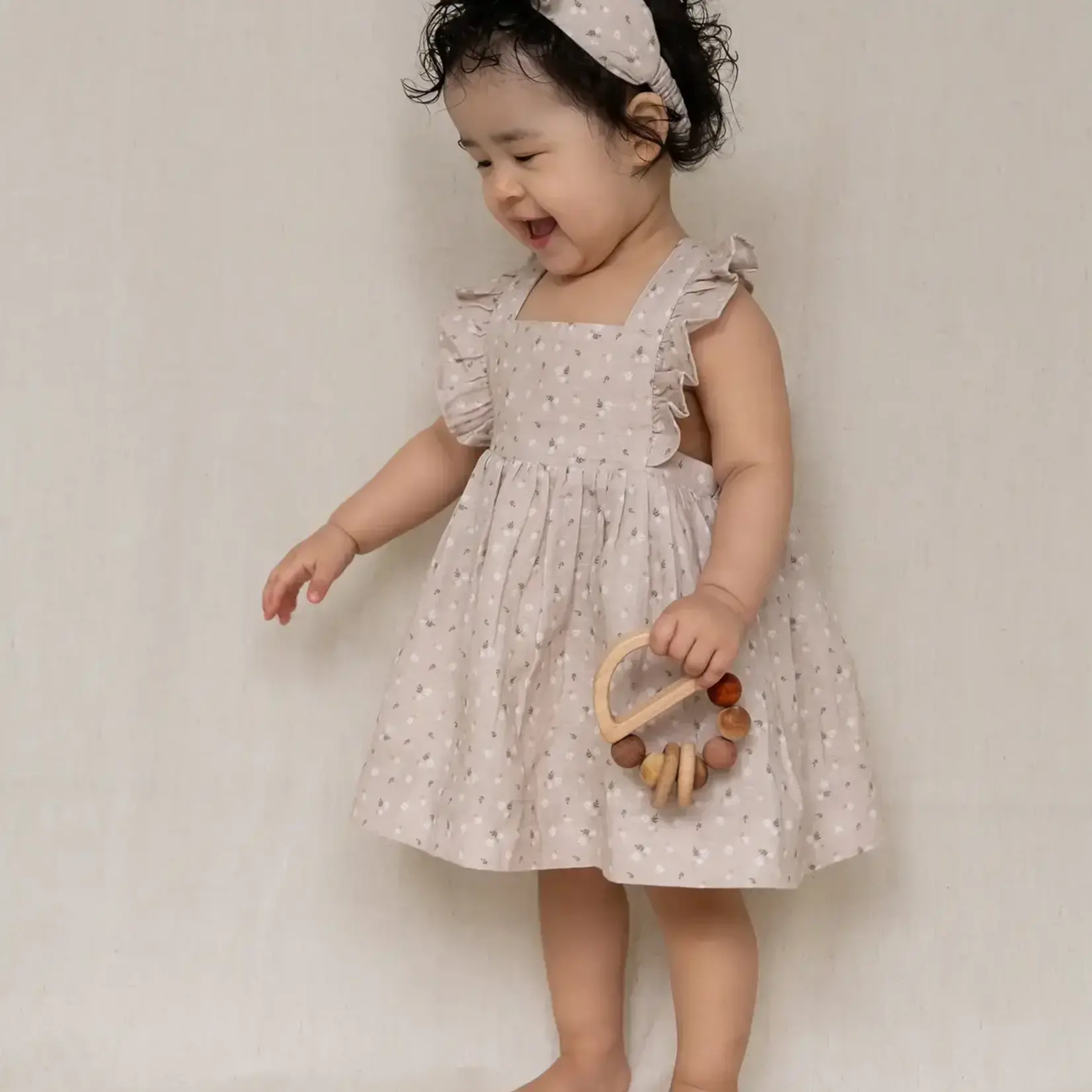 Viverano Organics Ditsy Floral Ruffle Cross Back Flare Dress