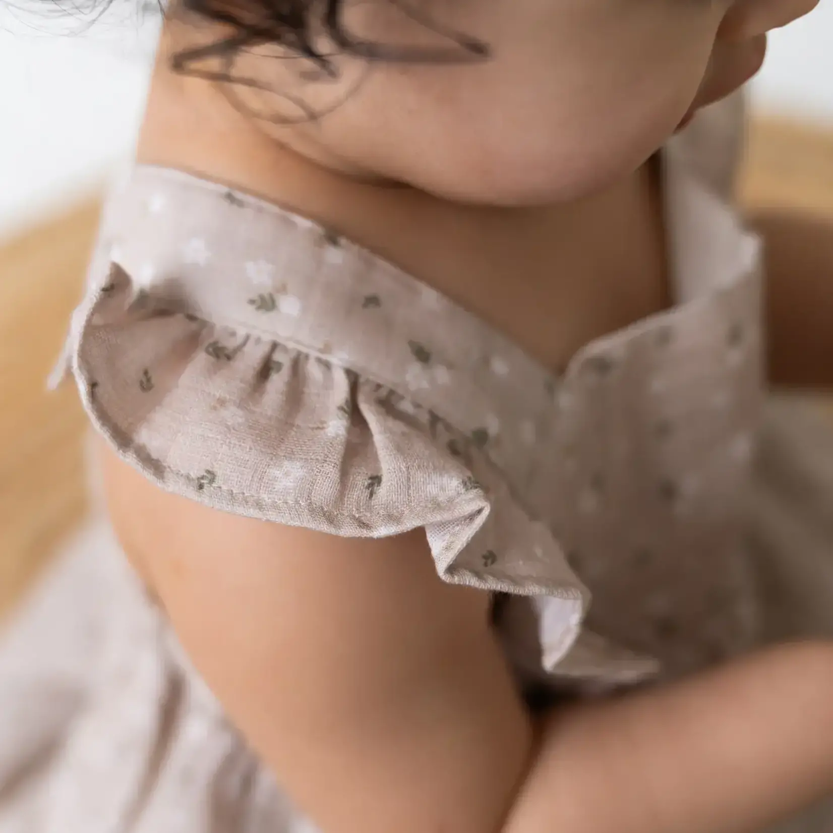 Viverano Organics Ditsy Floral Ruffle Cross Back Flare Dress