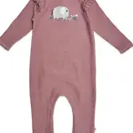 Viverano Organics Elephant Ruffle Knit Jumpsuit - Vintage Rose