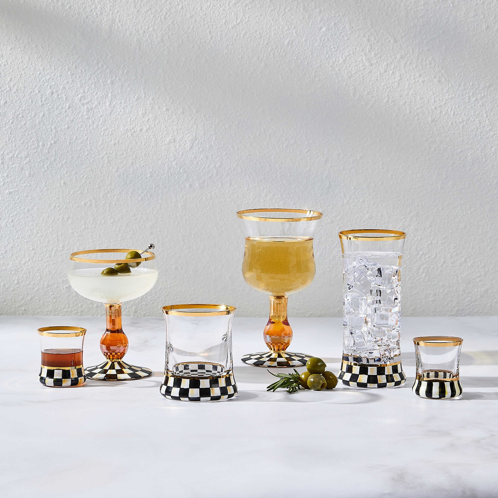 MacKenzie-Childs courtly check highball glass, set of 2