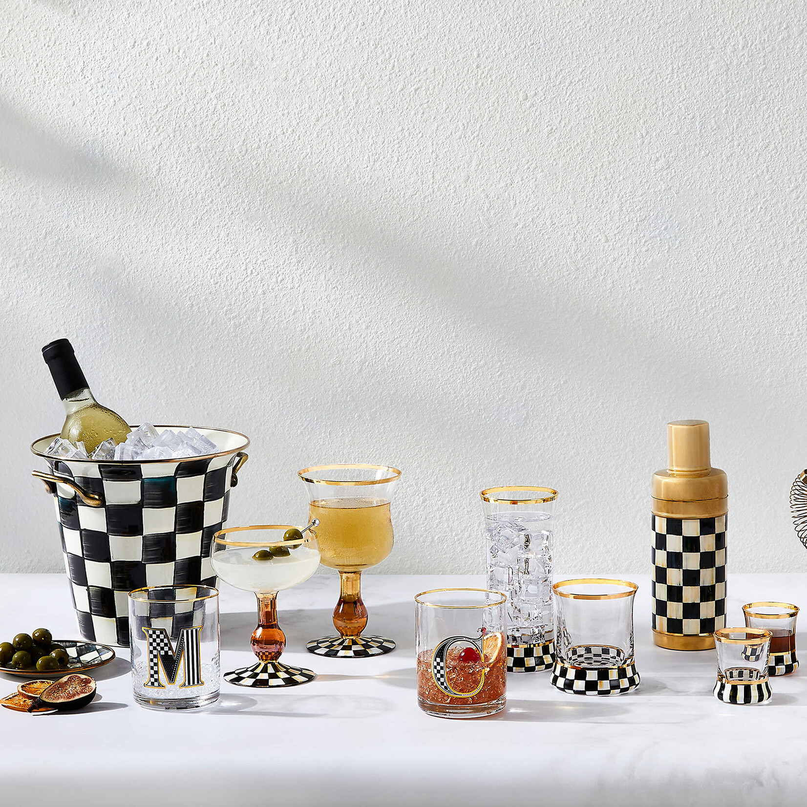 MacKenzie-Childs courtly check highball glass, set of 2