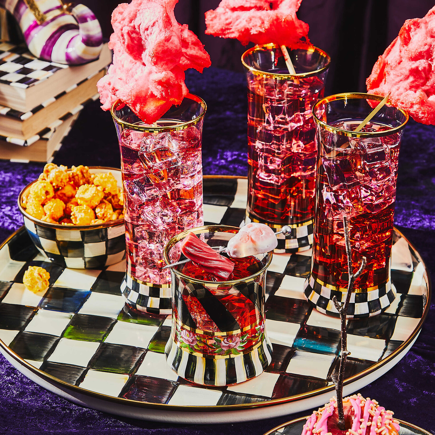 MacKenzie-Childs courtly check highball glass, set of 2