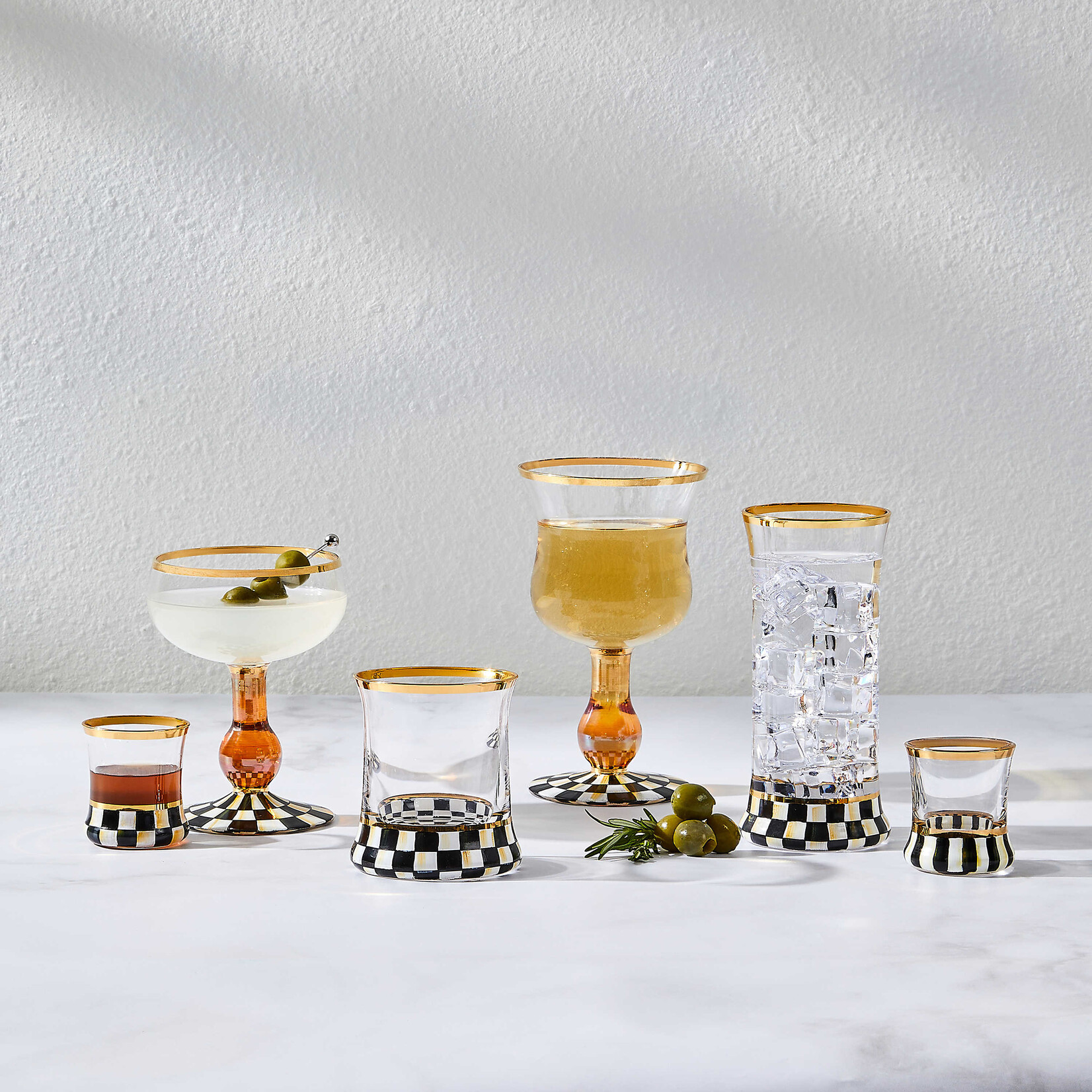 MacKenzie-Childs courtly check tumbler glass, set of 2