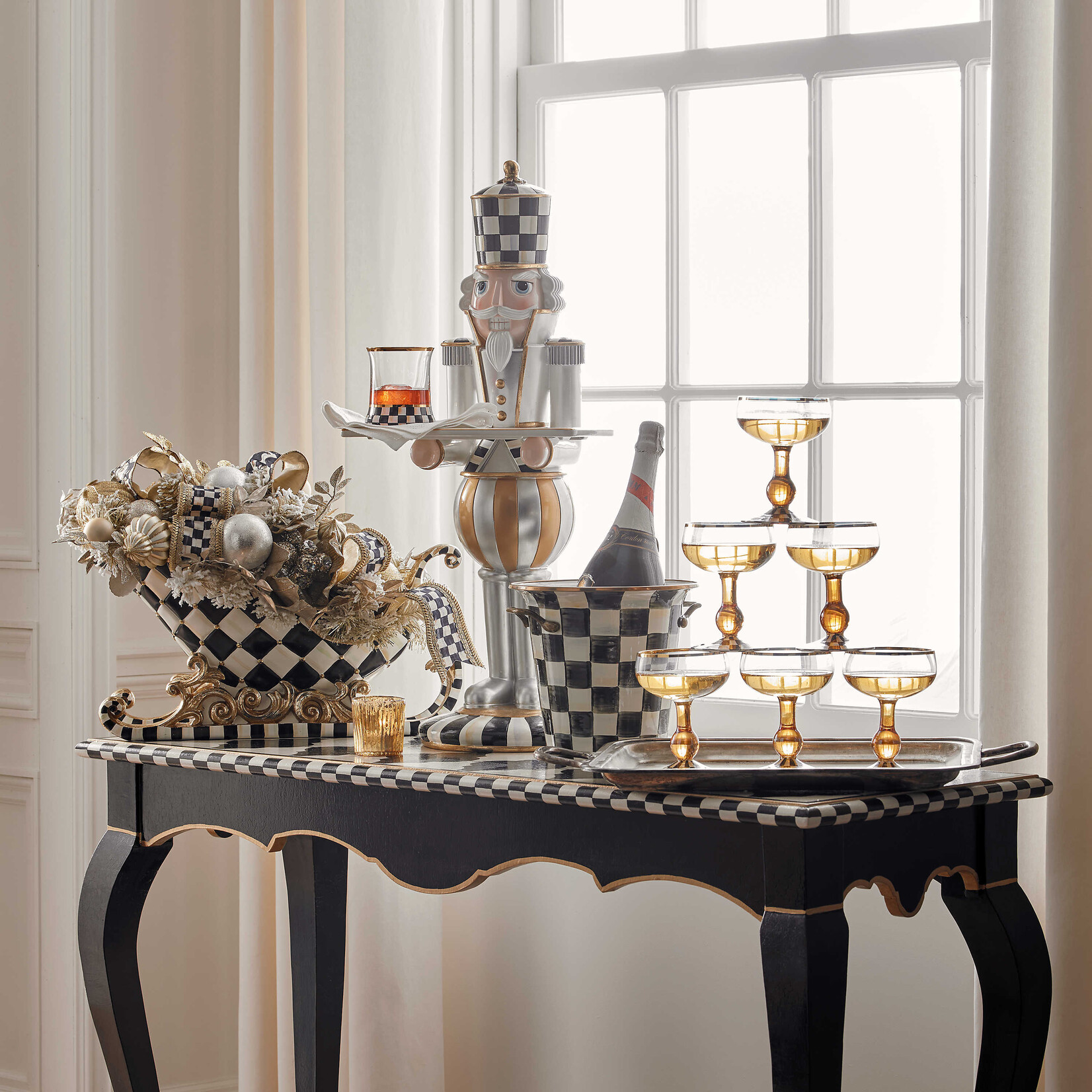 MacKenzie-Childs courtly check tumbler glass, set of 2