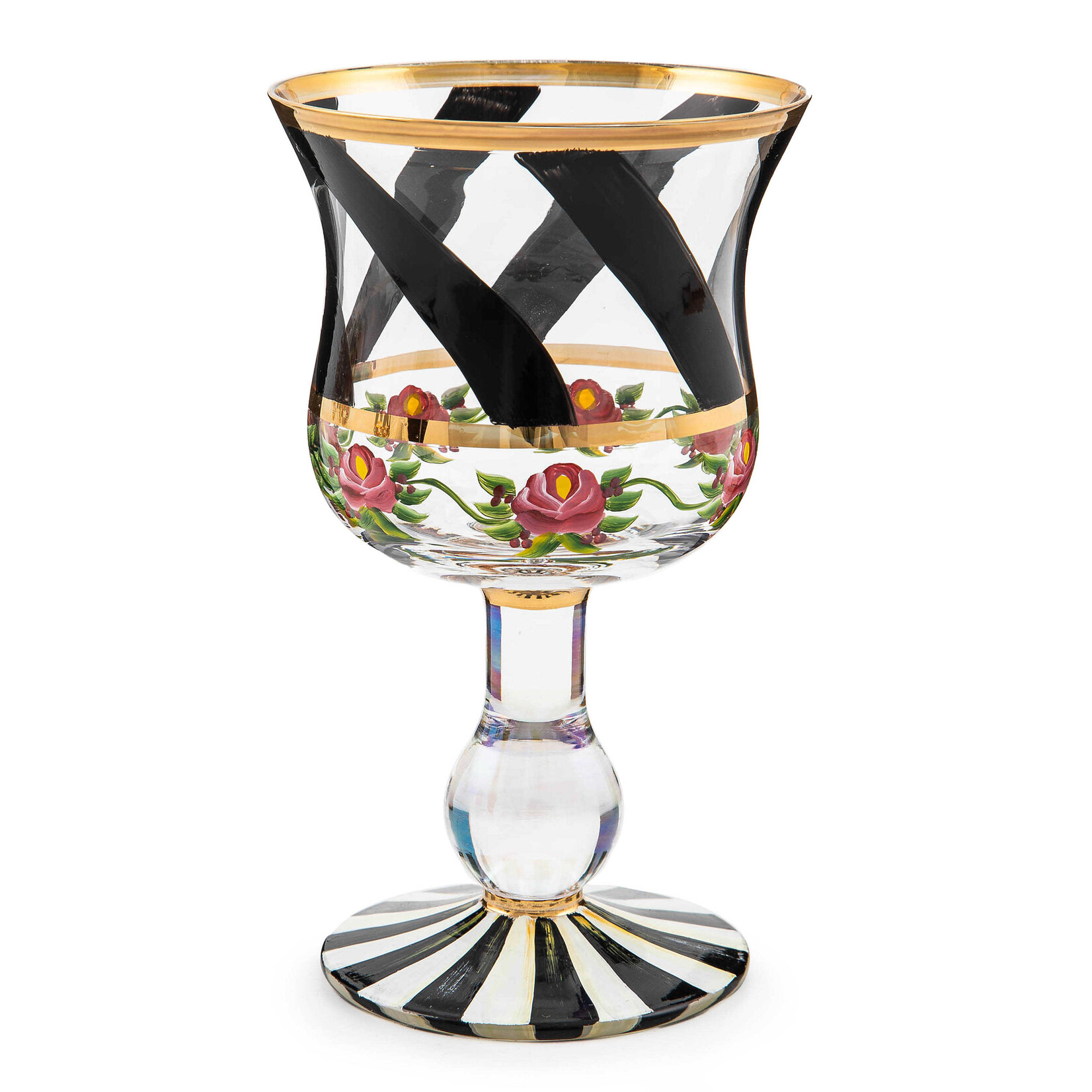 MacKenzie-Childs maypole black wine glass