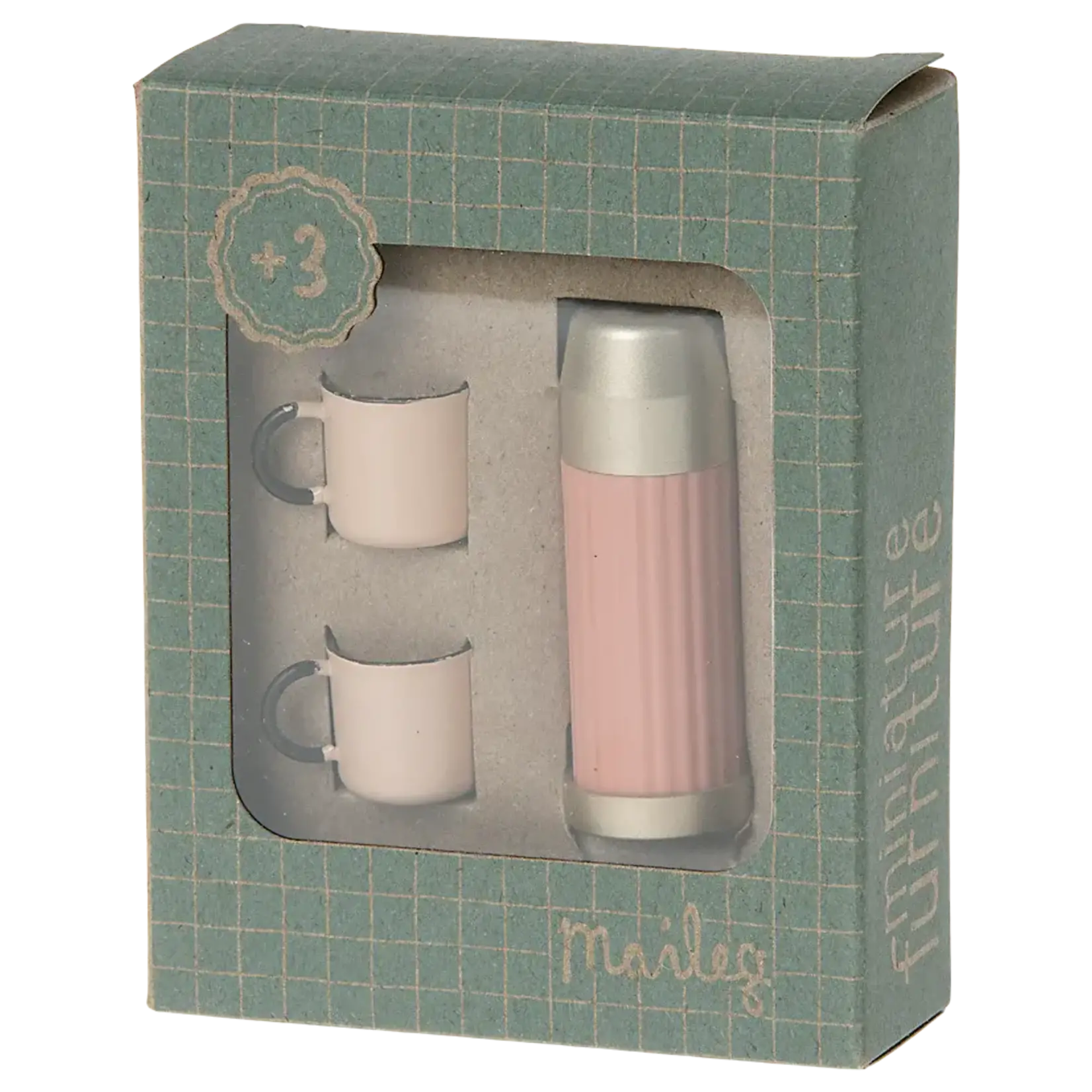Maileg USA Thermos and cups, Soft coral