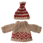 Maileg USA Knitted sweater and hat, Mum mouse