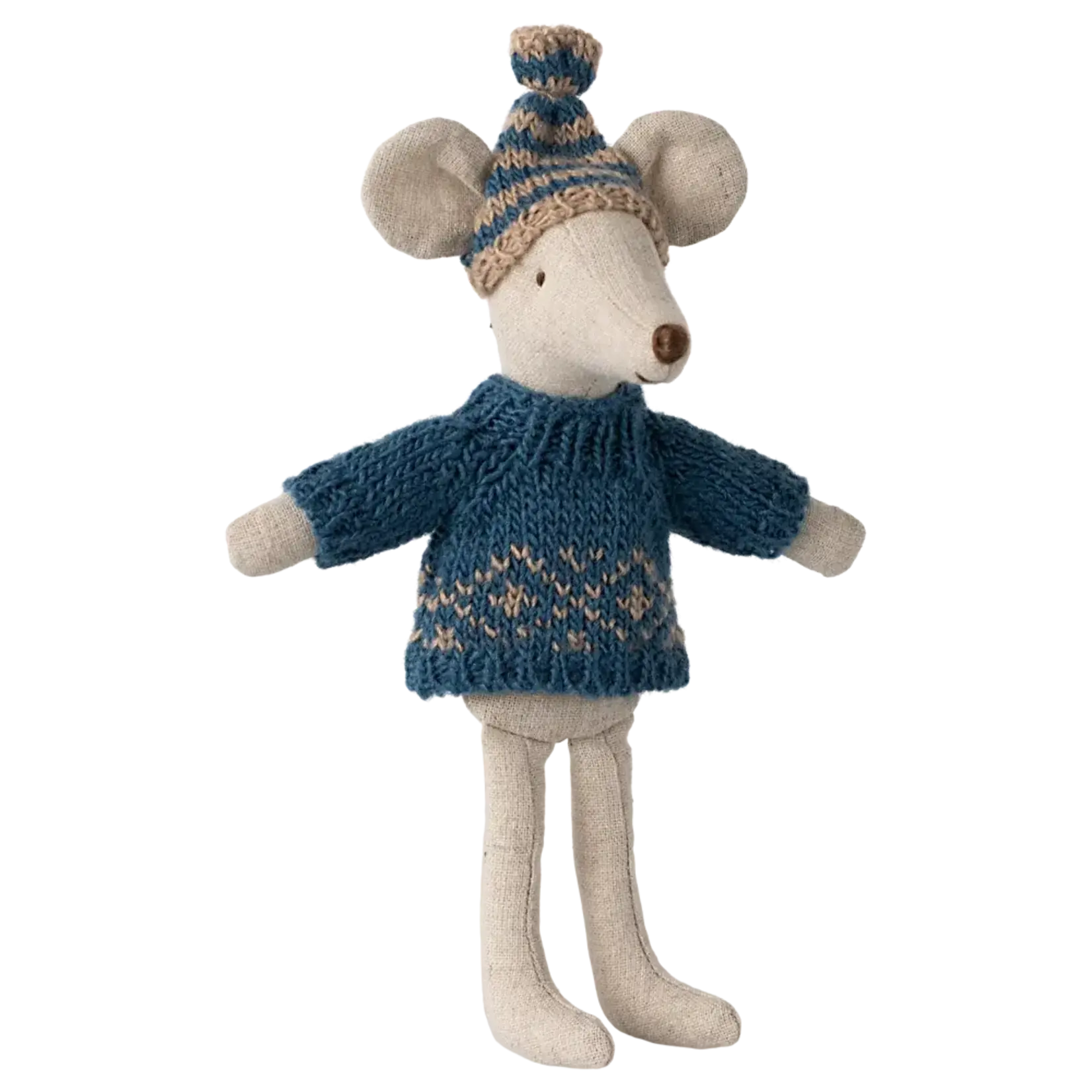 Maileg USA Knitted sweater and hat, Dad Mouse