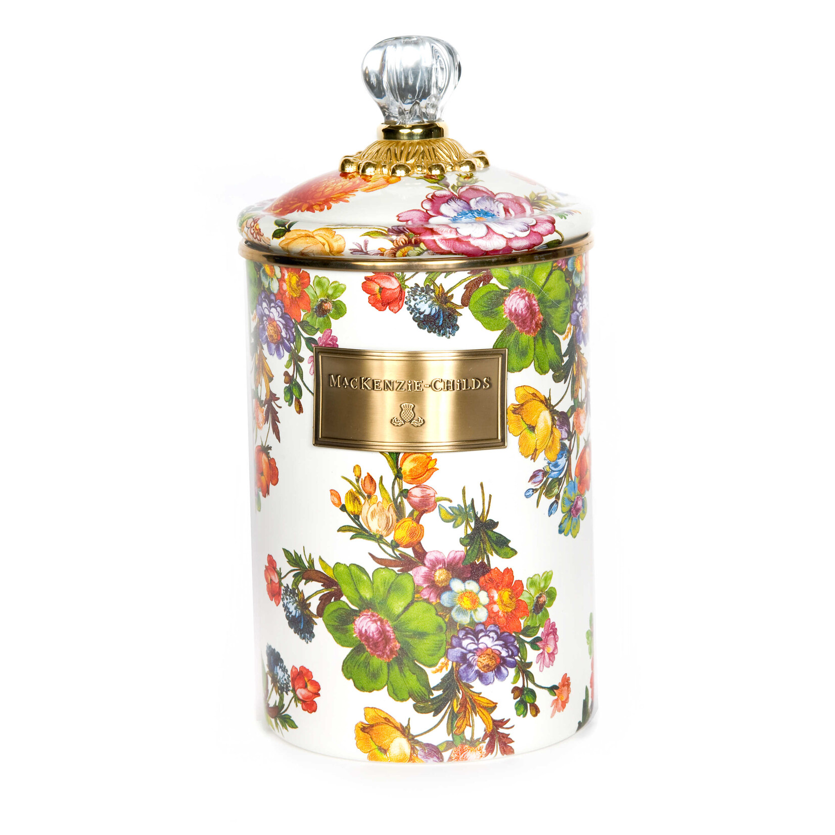 MacKenzie-Childs White Flower Market Large Canister