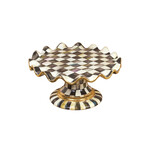 MacKenzie-Childs courtly check ceramic fluted cake stand