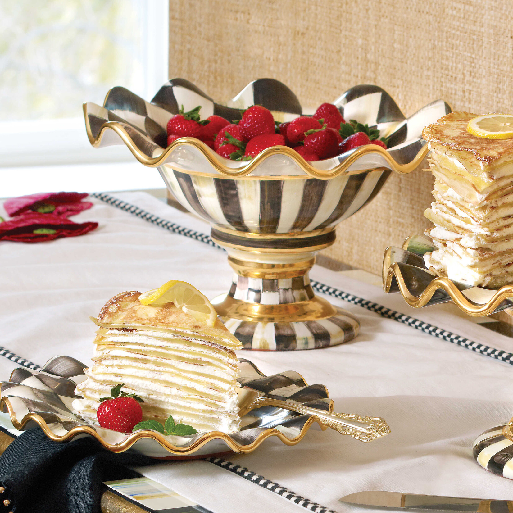 MacKenzie-Childs courtly check ceramic compote