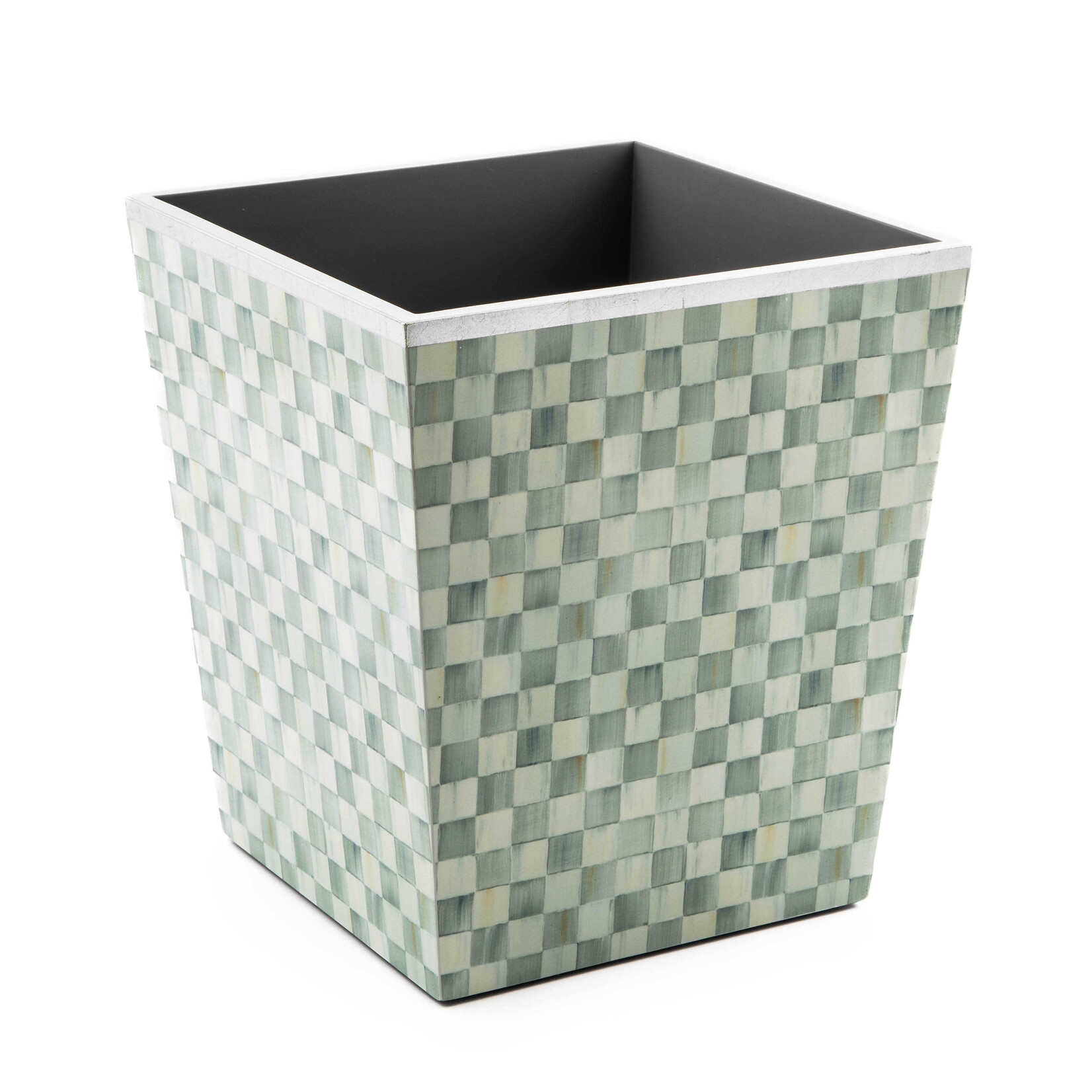 MacKenzie-Childs Sterling Check Lacquer Waste Bin