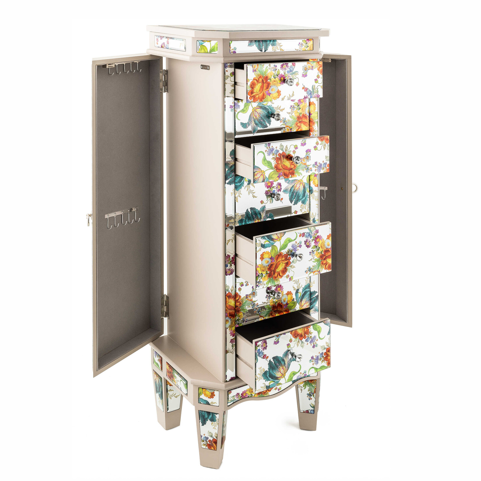 MacKenzie-Childs Flower Market Reflections Standing Jewelry Armoire