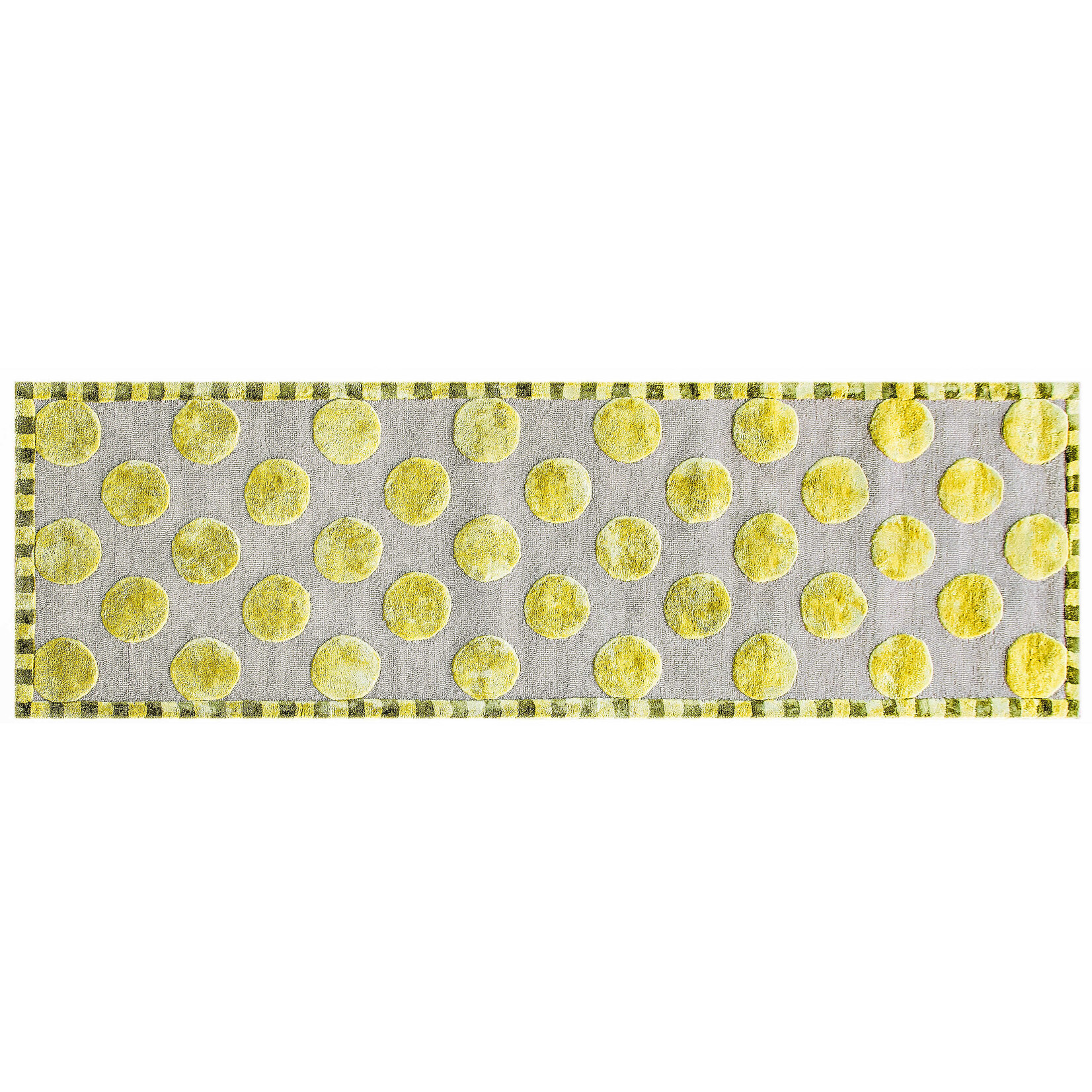 MacKenzie-Childs Macro Dot Chartreuse Rug - 2'6" x 8'