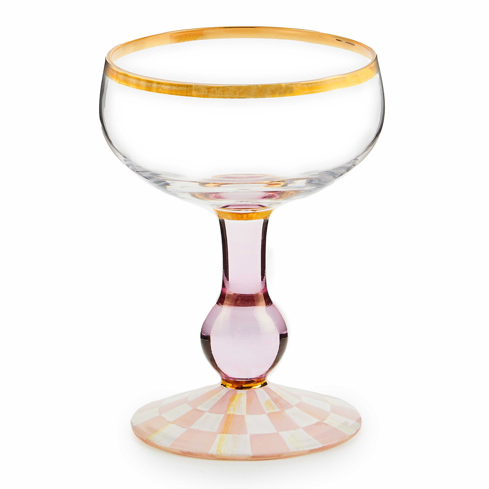 MacKenzie-Childs Rosy Check Coupe Glass