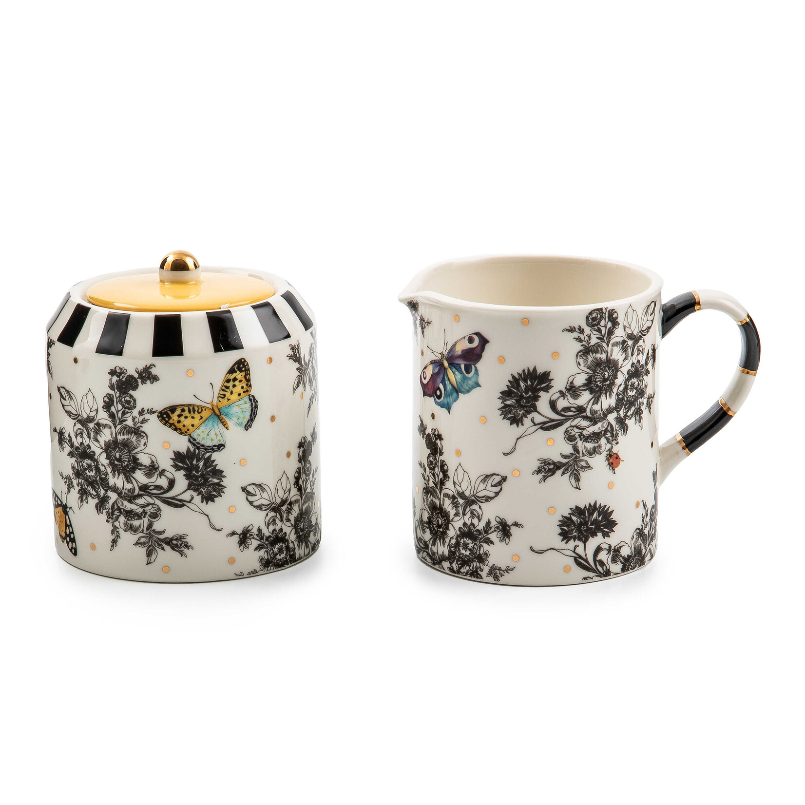 MacKenzie-Childs Butterfly Toile Creamer & Sugar Set