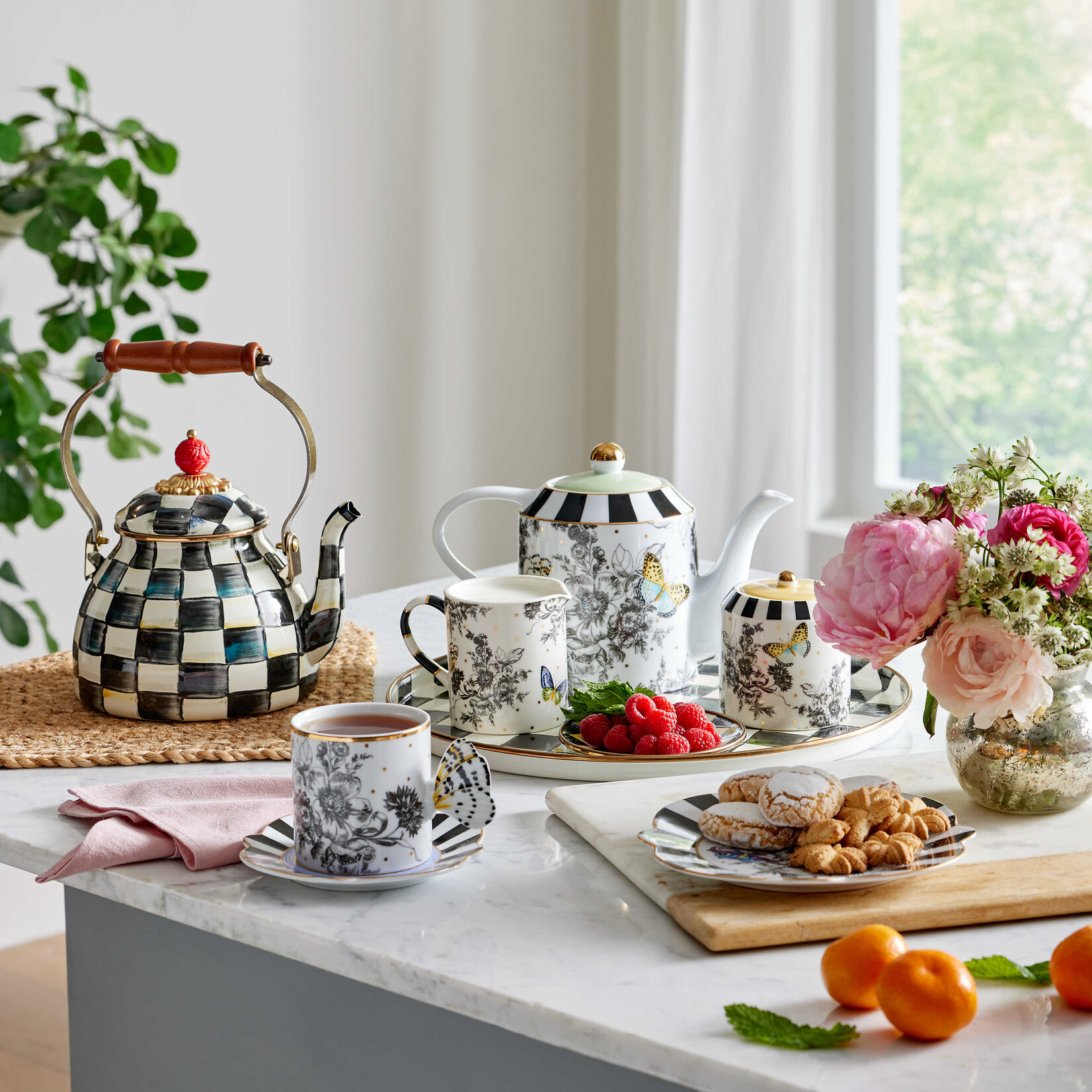 MacKenzie-Childs Butterfly Toile Creamer & Sugar Set