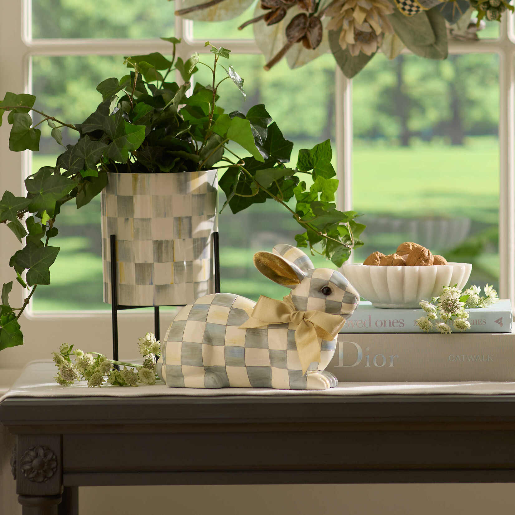 MacKenzie-Childs sterling check resting bunny